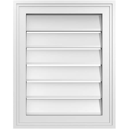 Ekena Millwork Vertical Surface Mount PVC Gable Vent: Functional, w/ 2"W x 1-1/2"P Brickmould Frame, 16"W x 20"H GVPVE16X2002SF